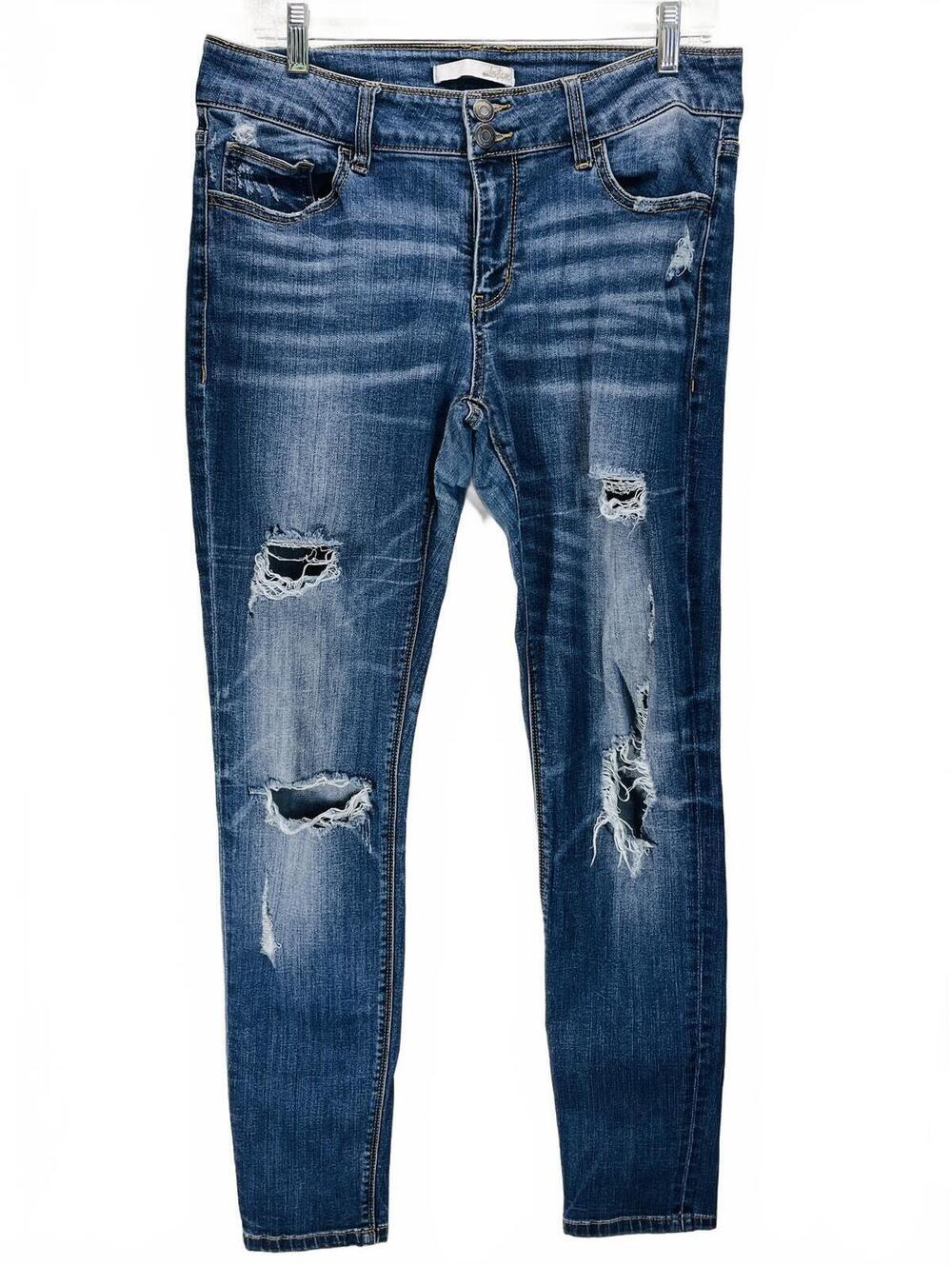 Daytrip Refined Lynx Skinny Jeans Size 32R Distressed Blue Denim